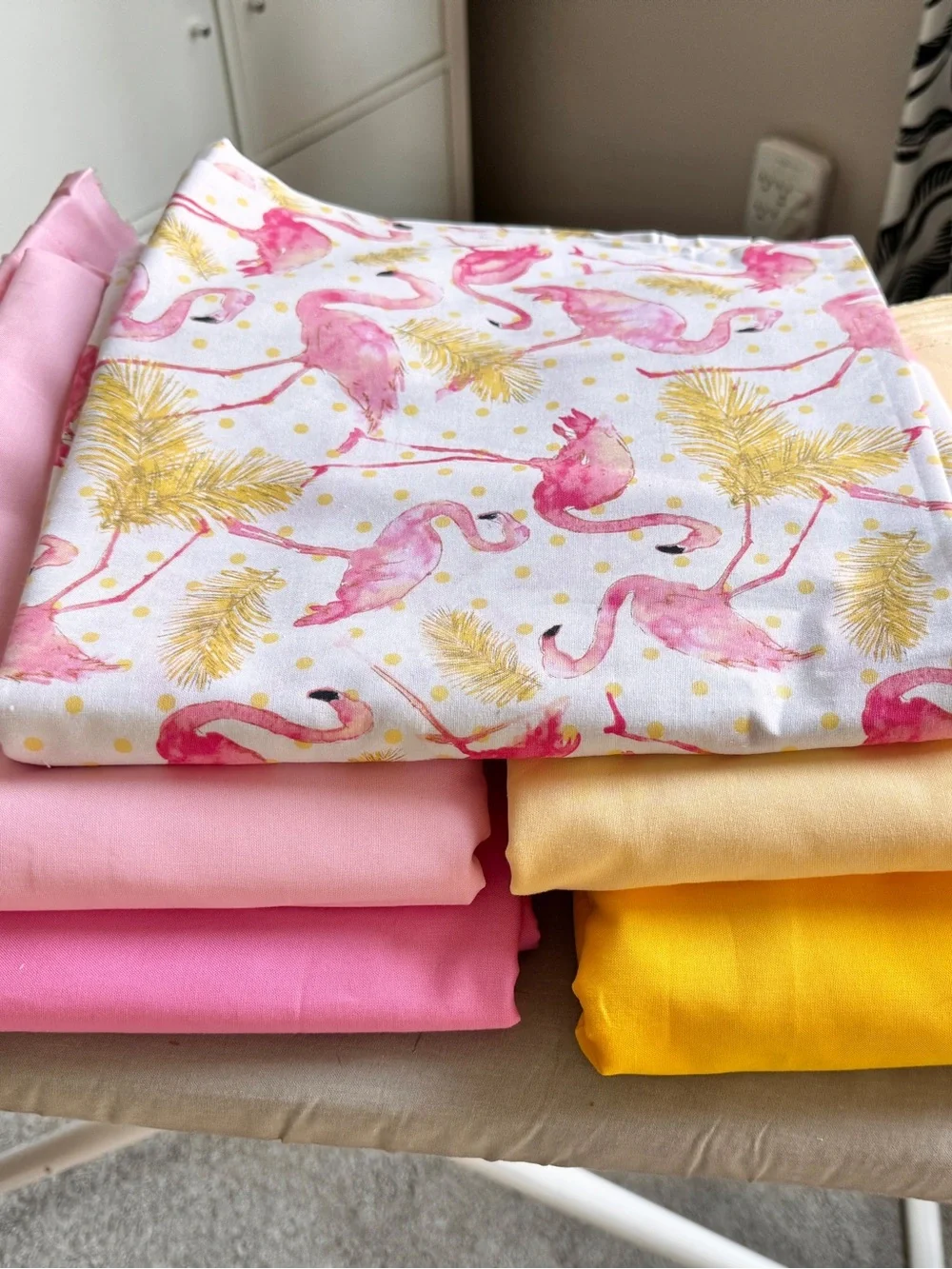 4.5 yards Pink Flamingo Print 100% Cotton fabric